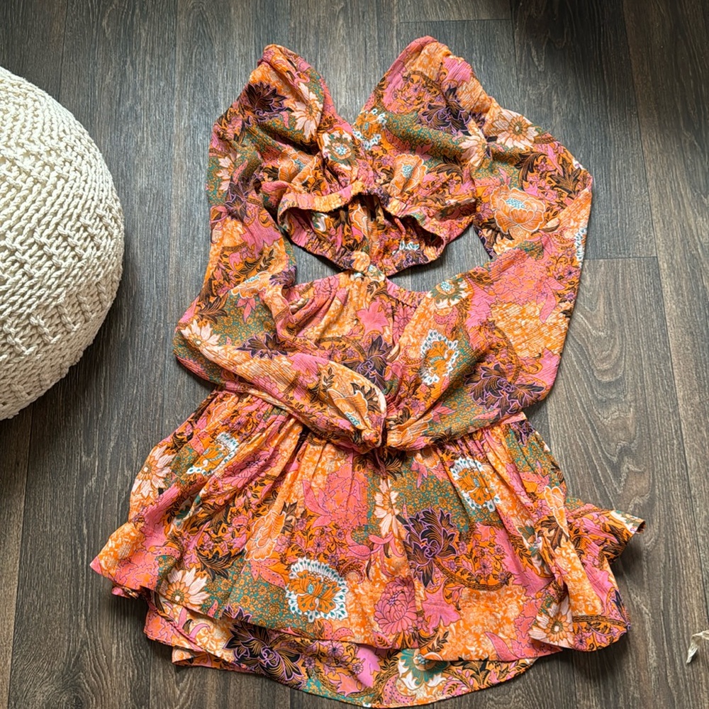 Izzy Cut-Out Floral Silk Mini Dress